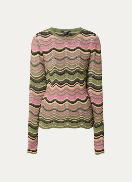 NIKKIE Arlla top met ingebreid patroon en lurex - voorkant 2 bronsgroen