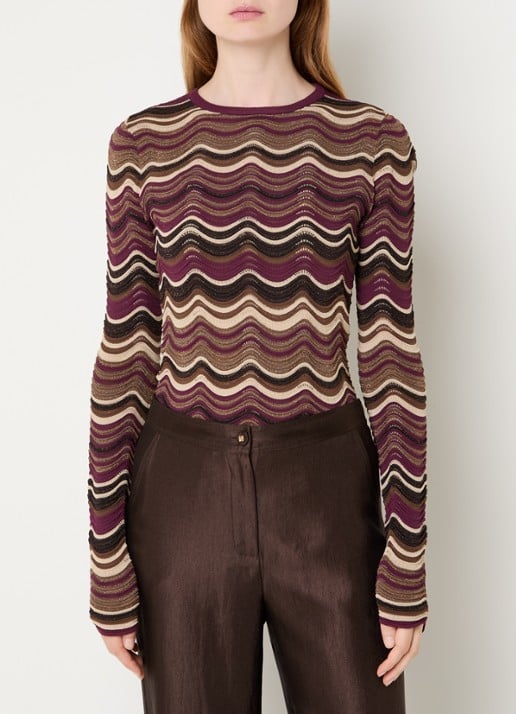 NIKKIE Arlla top met ingebreid patroon en lurex