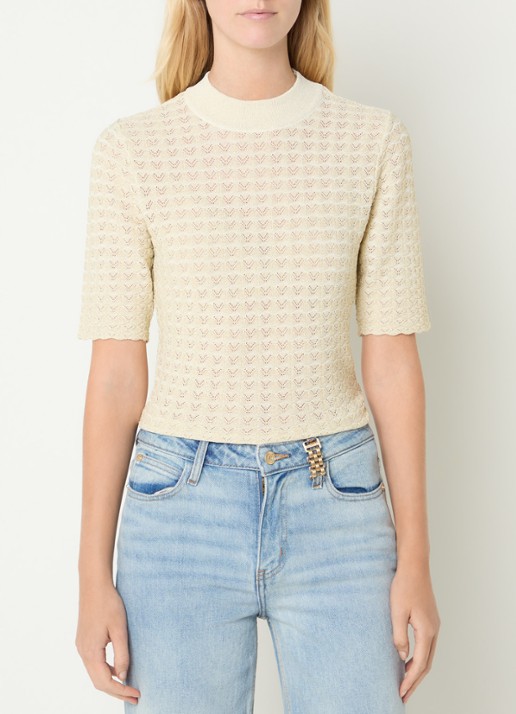 NIKKIE Arvella top met opengewerkt dessin en lurex