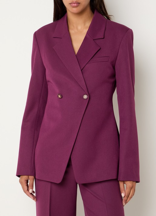 NIKKIE Ashira double-breasted blazer met schoudervulling - detail aubergine