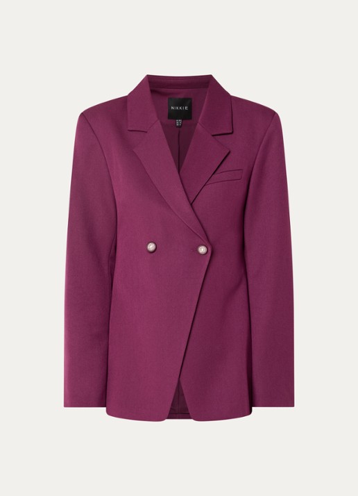 NIKKIE Ashira double-breasted blazer met schoudervulling - voorkant 2 aubergine