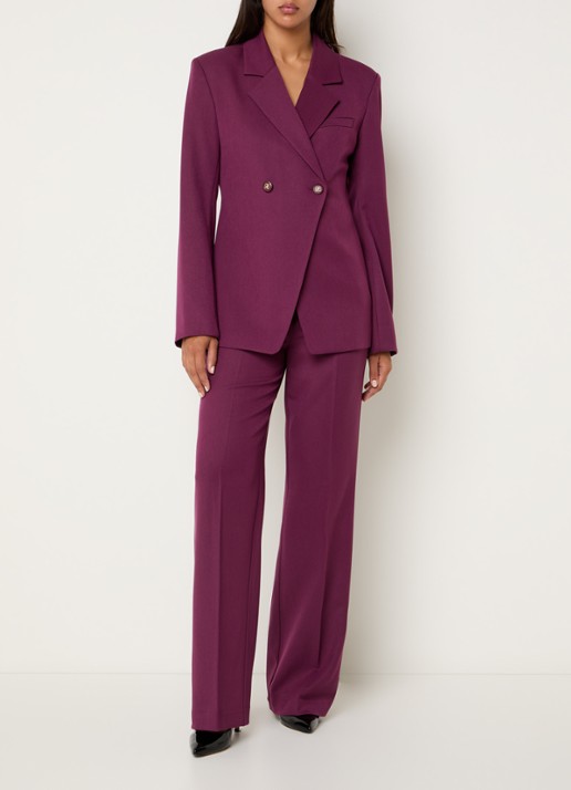 NIKKIE Ashira double-breasted blazer met schoudervulling - voorkant 3 aubergine