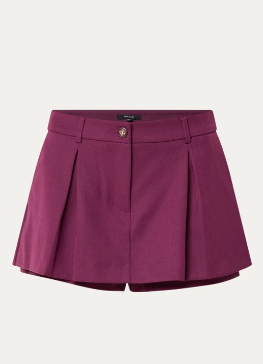 NIKKIE Ashira mini rok met plooidetail - voorkant 2 aubergine