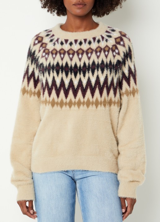NIKKIE Aster fijngebreide pullover met ingebreid dessin