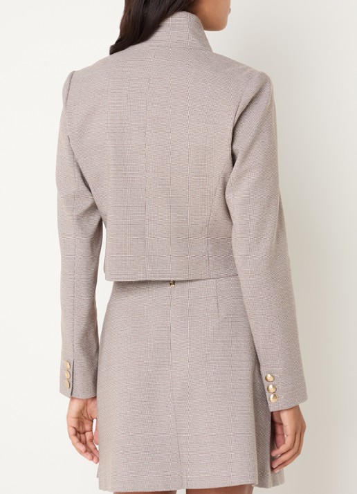 NIKKIE Avah cropped blazer met schoudervulling - achterkant 4 lichtbruin