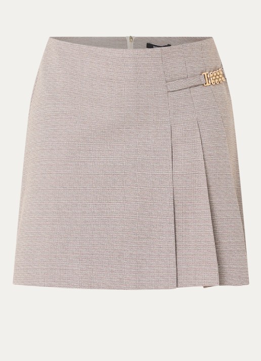NIKKIE Avah mini rok met pied-de-poule dessin - voorkant 2 lichtbruin