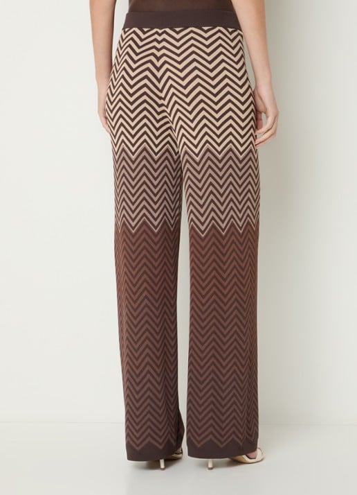 NIKKIE Avva fijngebreide broek met print - achterkant 4 bruin