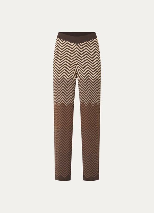 NIKKIE Avva fijngebreide broek met print - voorkant bruin