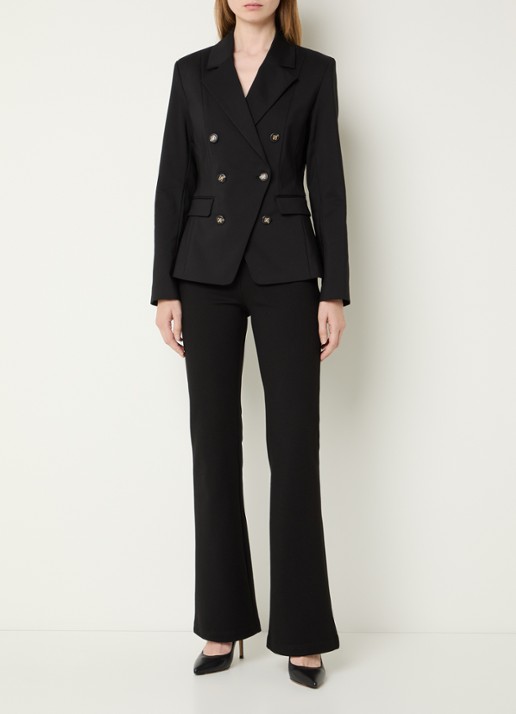NIKKIE Ayden high waist flared fit pantalon met paspelzakken - voorkant 3 zwart