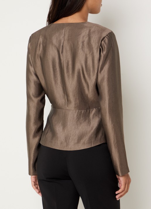 NIKKIE Aymee tuniek met schoudervulling en V-hals - achterkant 4 donkerkhaki