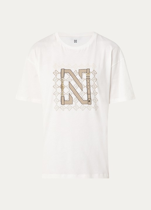 NIKKIE Chain T-shirt met print - voorkant oudroze