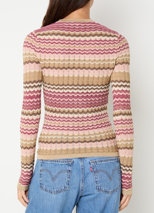 NIKKIE Fijngebreide trui met ingebreide print - achterkant 3 beige