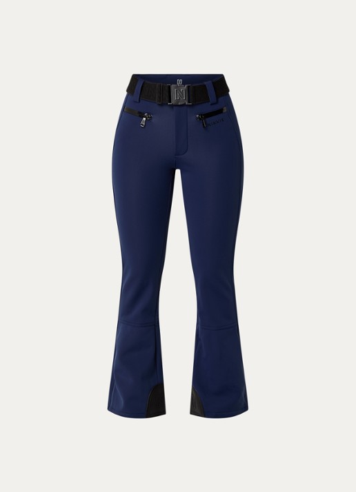 NIKKIE Grace high waist flared fit skibroek met ceintuur - voorkant donkerblauw