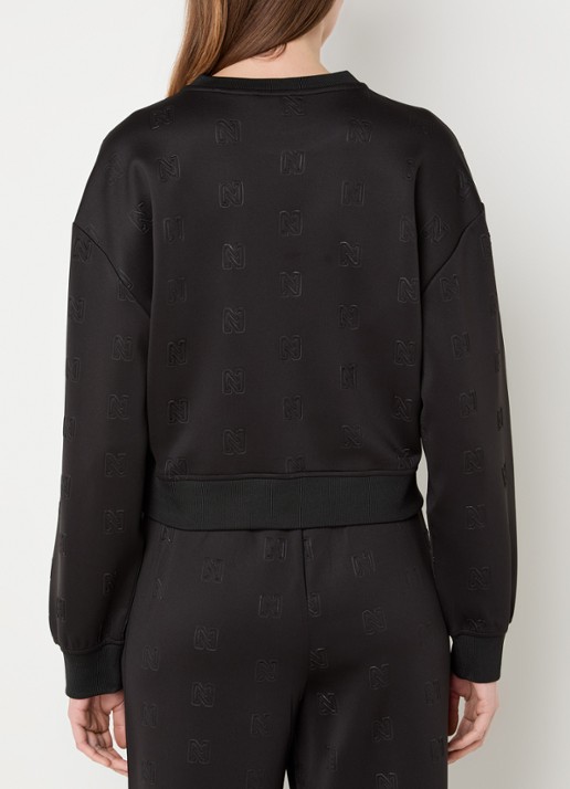 NIKKIE Inverell sweater met 3D logoprint - achterkant 3 zwart