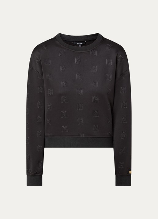 NIKKIE Inverell sweater met 3D logoprint - voorkant zwart