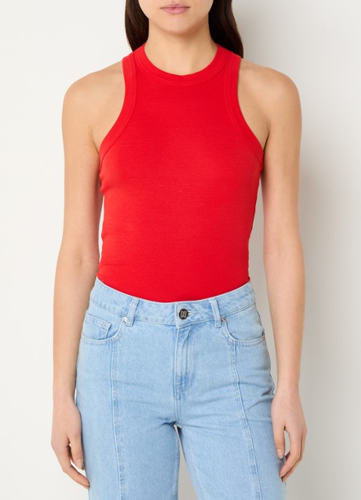 NIKKIE Irece tanktop met ronde hals  - detail rood