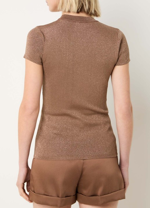 NIKKIE Jofli top met lurex en stretch - achterkant 4 taupe