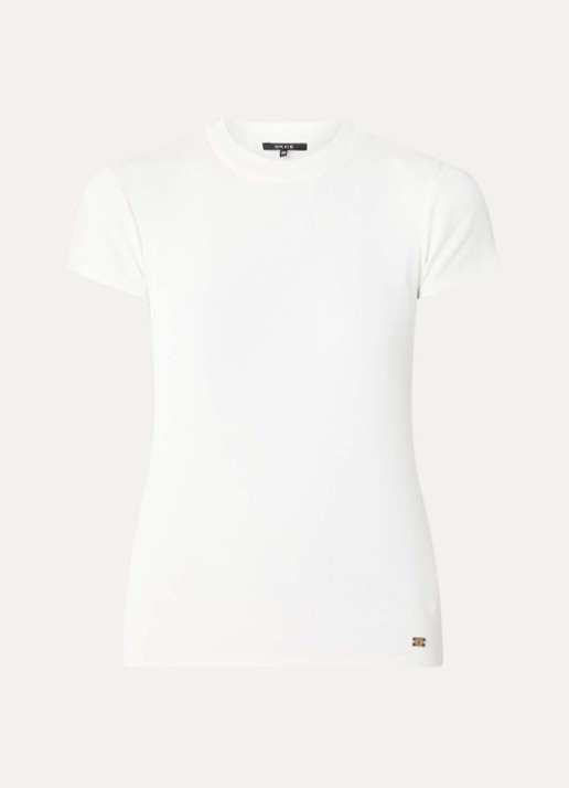 NIKKIE Jofli top met ribstructuur en stretch - voorkant 3 wit