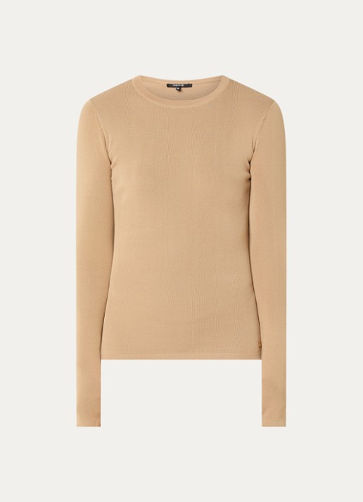 NIKKIE Jolie fijngebreide longsleeve met stretch - voorkant camel