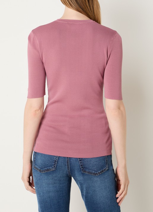NIKKIE Jolie fijngebreide top met ronde hals - achterkant roze