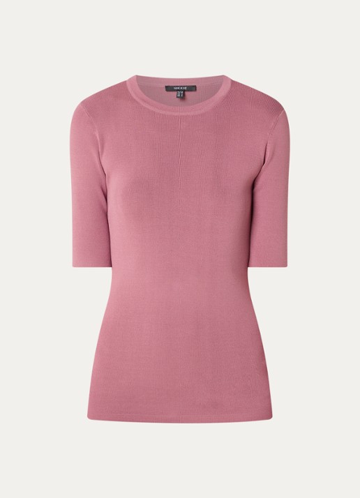 NIKKIE Jolie fijngebreide top met ronde hals - voorkant 2 roze