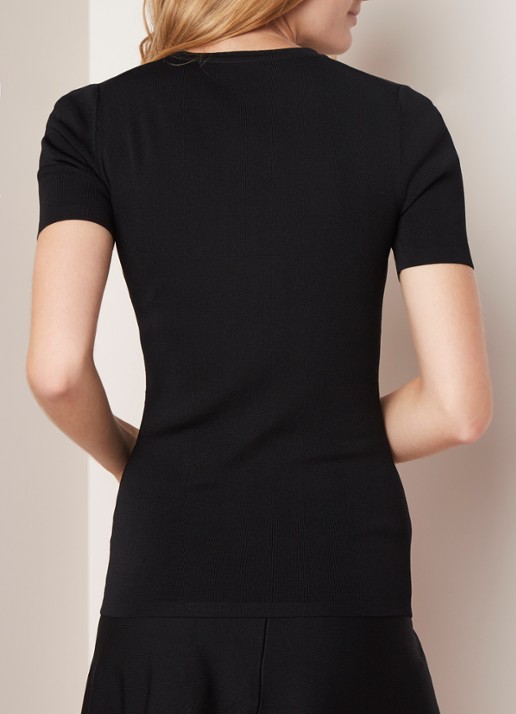 NIKKIE Jolie top van stretchjersey met korte mouw - achterkant zwart