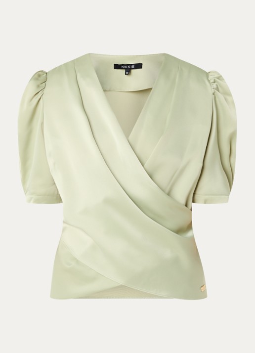 NIKKIE Kransis tuniek met pofmouwen - voorkant 2 donkerbeige