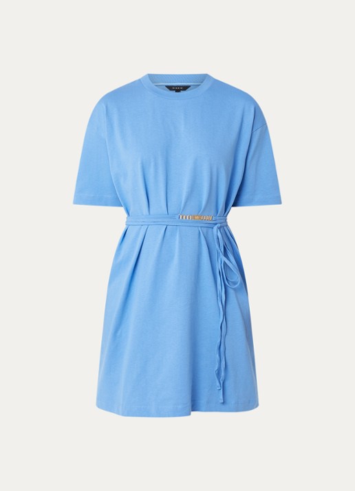 NIKKIE Mini jurk met strikceintuur - voorkant 3 blauw