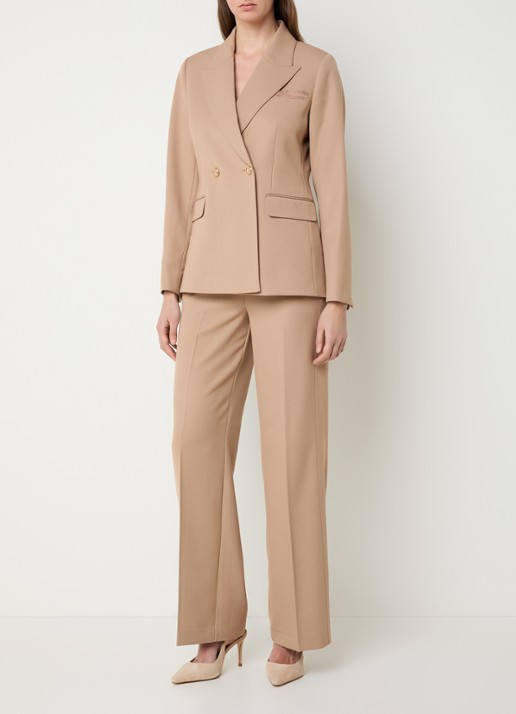 NIKKIE Oakland double-breasted blazer met schoudervulling en klepzakken - voorkant 2 camel