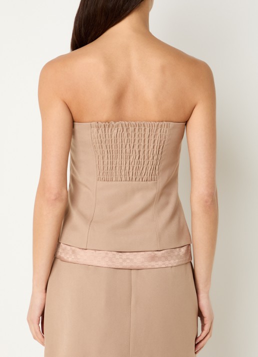 NIKKIE Oakland strapless gilet met sierknopen - achterkant donkerbeige