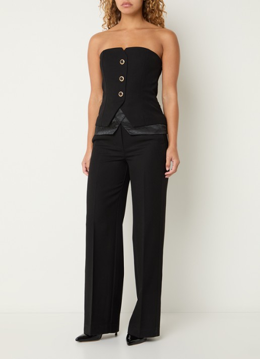 NIKKIE Oakland strapless gilet met sierknopen - voorkant 2 zwart