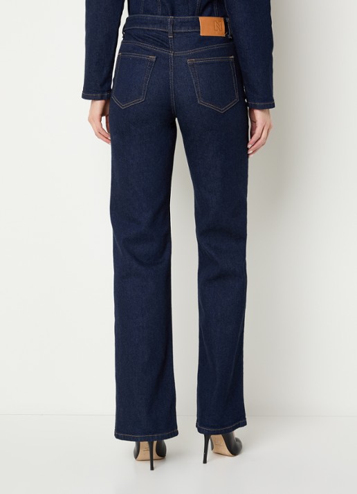 NIKKIE Obra high waist straight leg jeans met donkere wassing - achterkant indigo