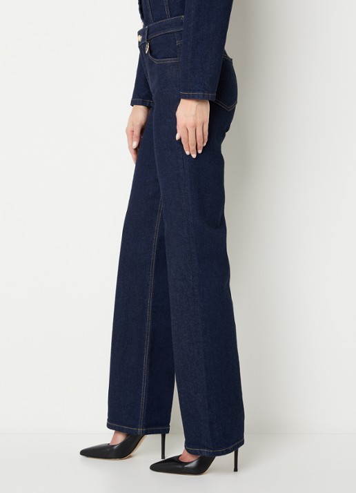 NIKKIE Obra high waist straight leg jeans met donkere wassing - detail 3 indigo