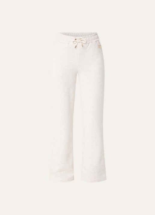 NIKKIE Odessa high waist flared fit joggingbroek met gemêleerd dessin - voorkant 2 creme