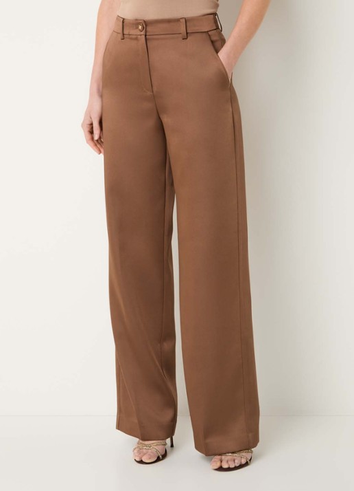 NIKKIE Omahah high waist straight fit broek van satijn