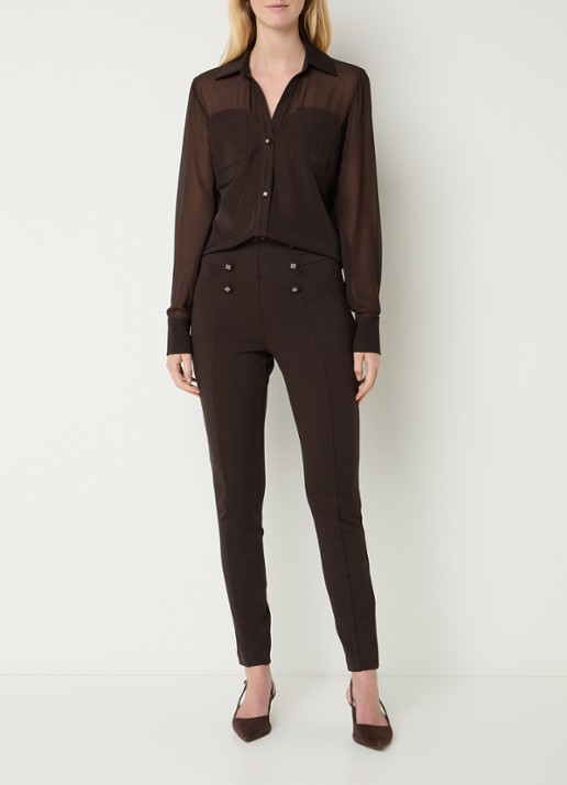 NIKKIE Opava blouse met borstzakkken - voorkant 4 donkerbruin
