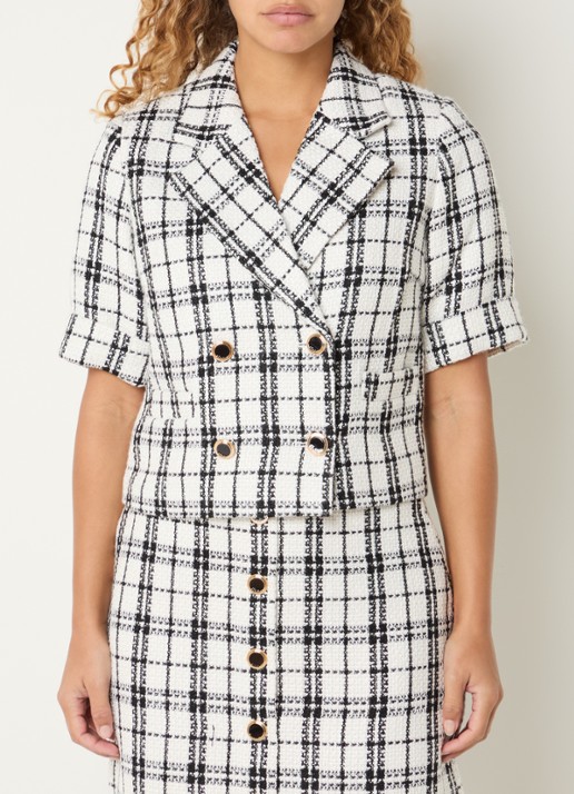 NIKKIE Oringa cropped blazer met tweed-look en ruitdessin