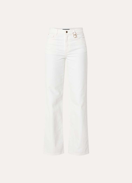 NIKKIE Orleans high waist flared leg jeans met gekleurde wassing - voorkant 2 wit