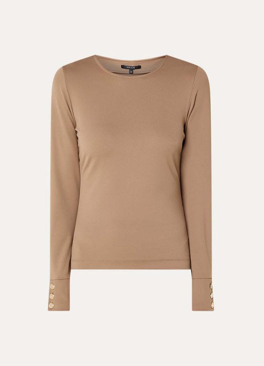 NIKKIE Oshawa top met ronde hals - voorkant 2 cognac