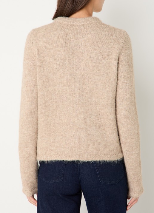 NIKKIE Otario fijngebreid vest in wolblend met ronde hals - achterkant 2 beige