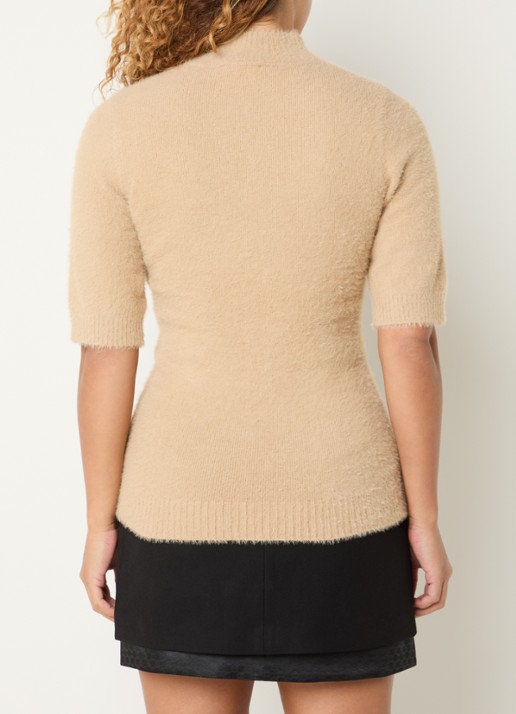 NIKKIE Otaru trui met col en structuur - achterkant 4 beige