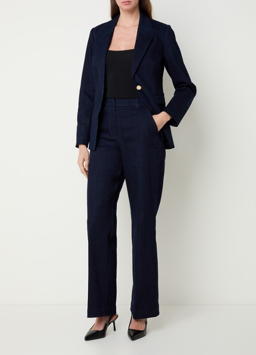 NIKKIE Oviedo high waist straight fit pantalon van denim met steekzakken - voorkant 4 indigo