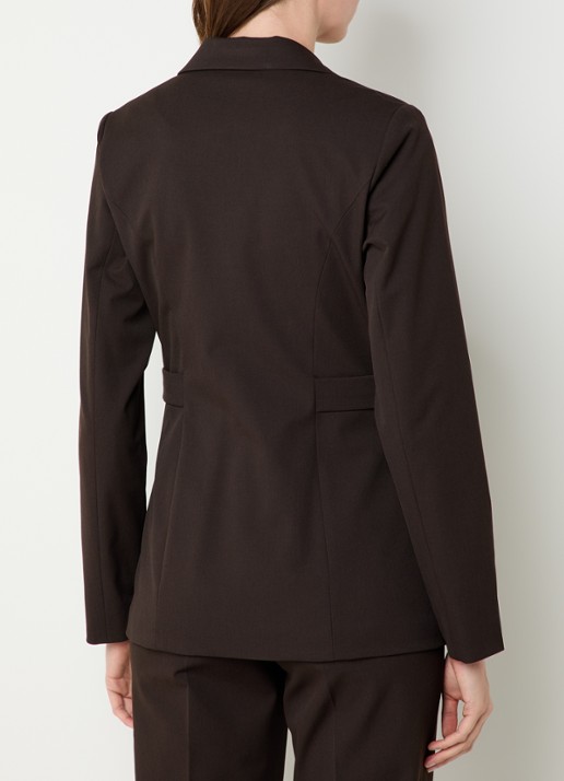 NIKKIE Oxford blazer met klepzakken - achterkant donkerbruin
