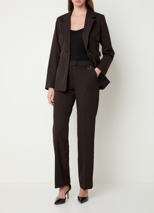 NIKKIE Oxford blazer met klepzakken - voorkant 4 donkerbruin