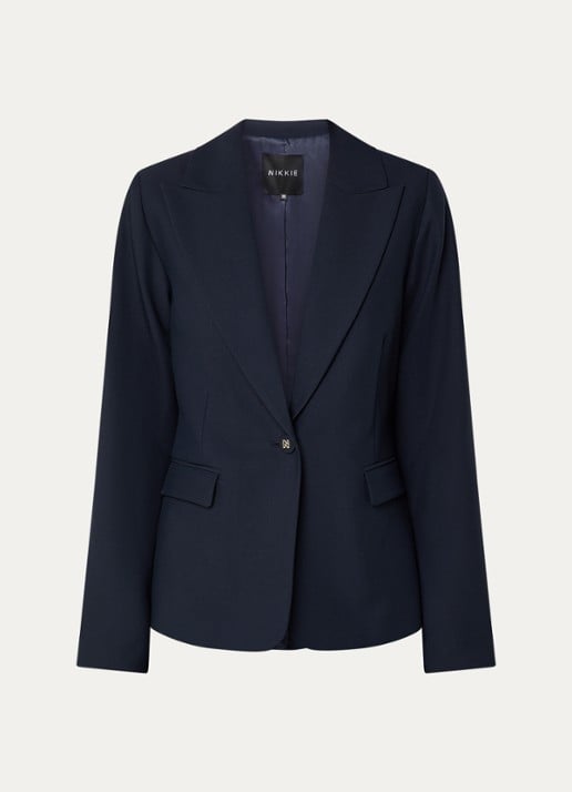 NIKKIE Parisa blazer met klepzakken - voorkant 2 donkerblauw