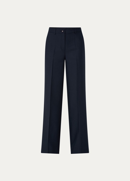 NIKKIE Parisa high waist straight fit pantalon met steekzakken - voorkant donkerblauw