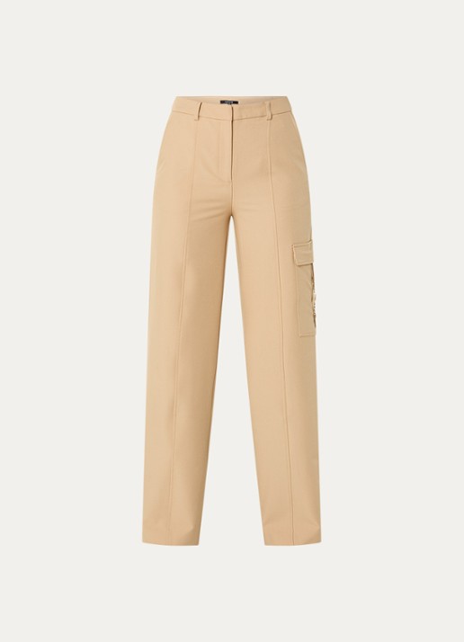 NIKKIE Parlo high waist straight fit broek met klepzak - voorkant 3 camel