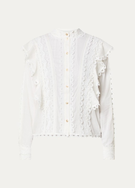 NIKKIE Patna blouse met broderie  - voorkant 2 wit