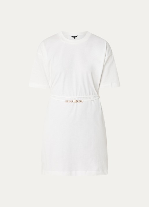 NIKKIE Patos T-shirt jurk met trekkoord - voorkant 2 wit