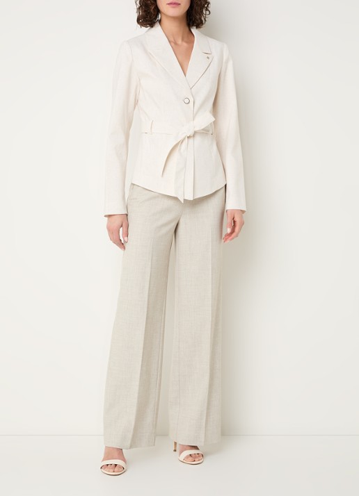 NIKKIE Payette blazer met strikceintuur - voorkant 2 creme
